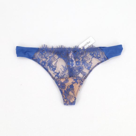 Skarlett Blue Women Sea Blue Entice Lace Luxury Intimates Thong Panties Size M - Picture 1 of 2